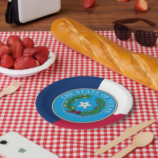 Texan Flag & Seal, Texas Paper Plate (Picnic)