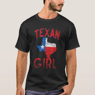 Texan Girl Flag Proud Texas Vintage T-Shirt
