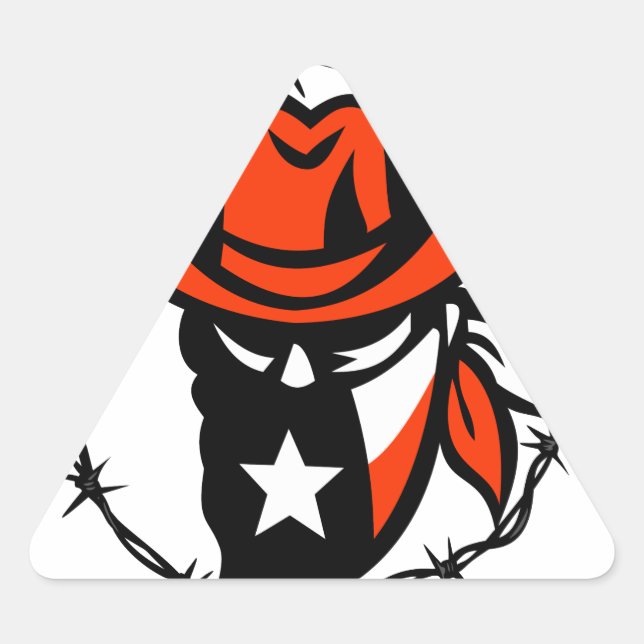 Texan Outlaw Texas Flag Barb Wire Icon Triangle Sticker (Front)