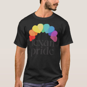 Texan Pride Rainbow Hearts Aesthetic Design T-Shirt