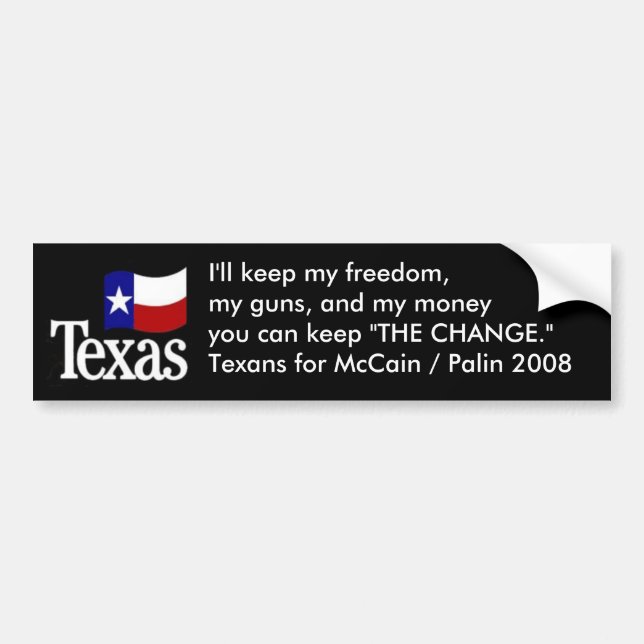 Texans for McCain/Palin Bumper Sticker (Front)