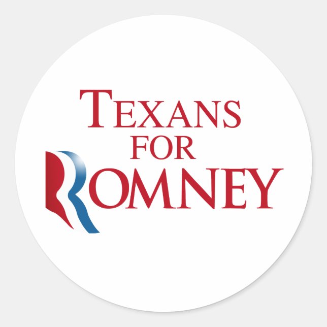 TEXANS FOR ROMNEY.png Classic Round Sticker (Front)