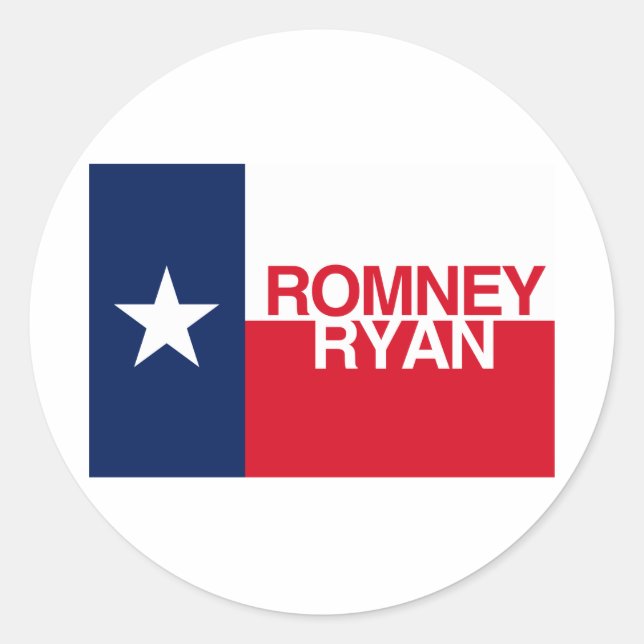 TEXANS FOR ROMNEY RYAN.png Classic Round Sticker (Front)