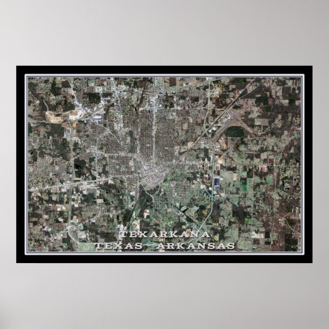 Texarkana Texas Satellite Poster Map (Front)