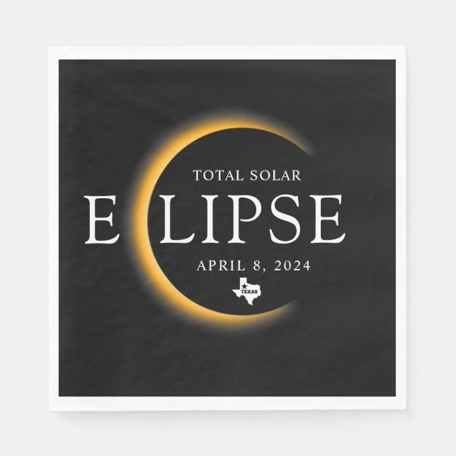 Texas 2024 Total Solar Eclipse Viewing Party Napkin (Front)