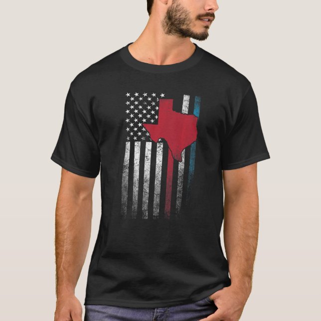 Texas 4th Of July  American Flag America Usa Patri T-Shirt (Front)