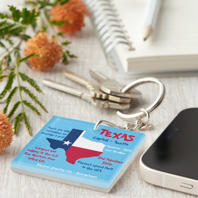 Texas Acrylic Keychain Amazing Facts (Front Right)