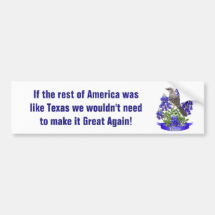 Texas Already Great Mockingbird & Bluebonnet Bumper Sticker
