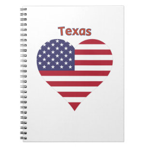 Texas American Flag Heart Notebook