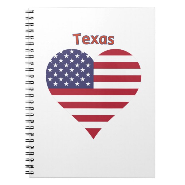 Texas American Flag Heart Notebook (Front)