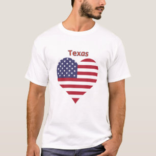 Texas American Flag Heart T-Shirt