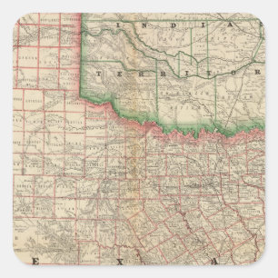Texas and Indian Territory Square Sticker