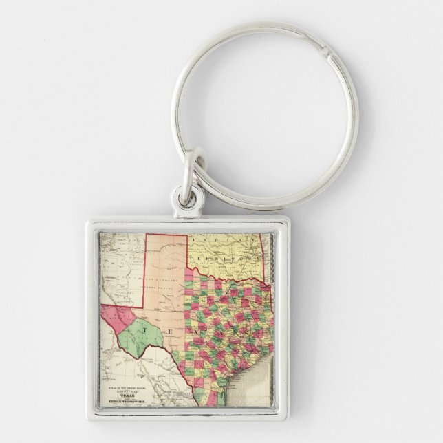Texas and Indian TerritoryPanoramic Map Key Ring (Front)