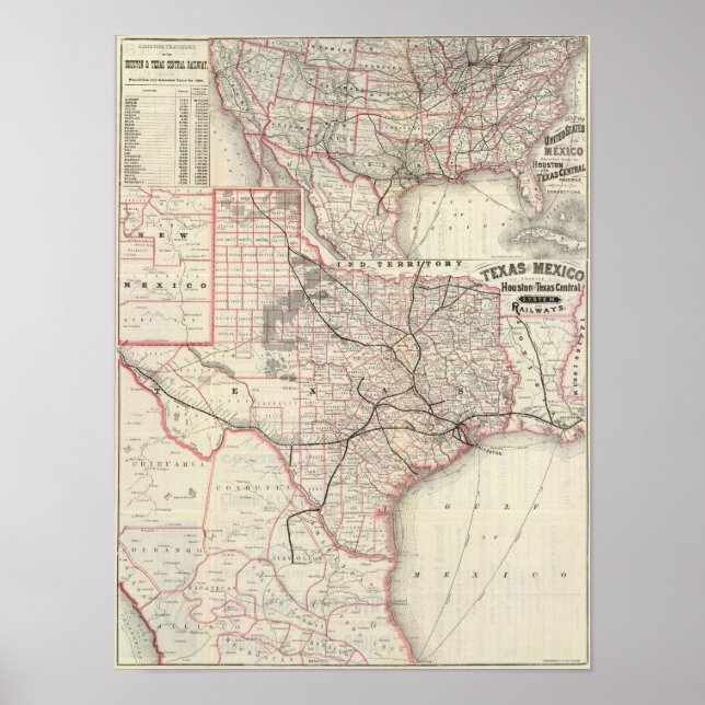 Texas and Mexico, Houston Poster (Front)