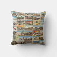 Texas Antique Postcard Throw Pillow