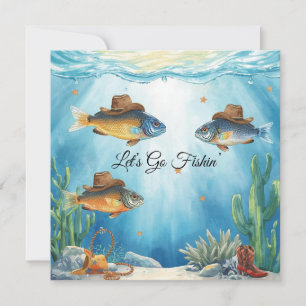 Texas Aquarium Cowboy Fish Party Invitation 