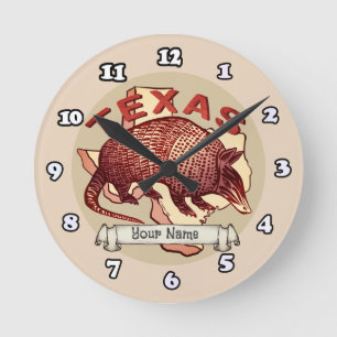 Texas armadillo Round Clock
