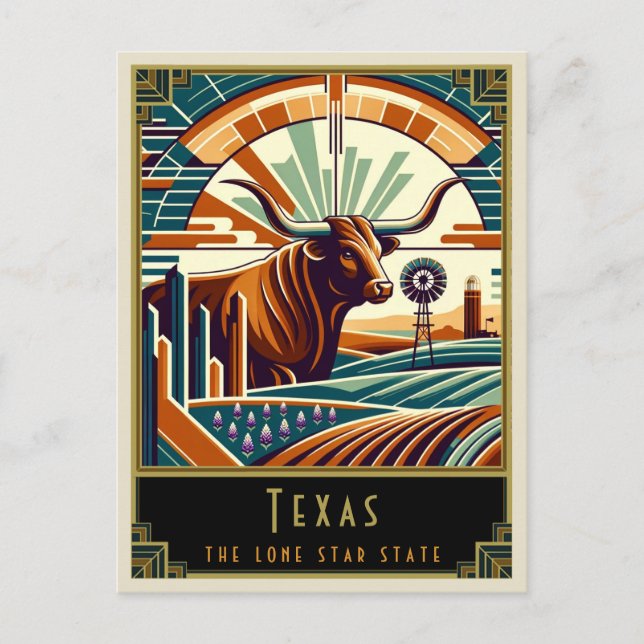 Texas | Art Deco Postcard (Front)