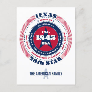 Texas, Austin, TX, Patriotic, Monogram Postcard