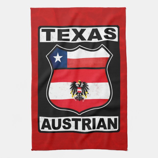 Texas Austrian American  Tea Towel (Vertical)