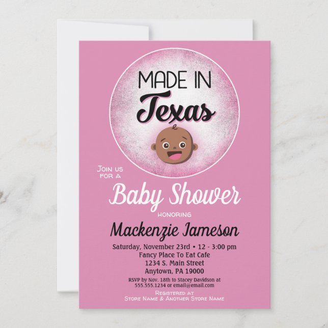 Texas Baby Shower African American Black Baby Invitation (Front)