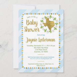 Texas Baby Shower Invitation Blue Gold Boys
