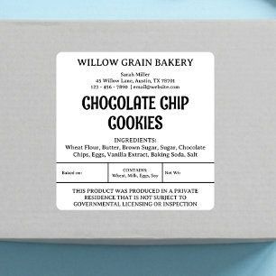 Texas Bakery Cookies Cottage Law Food Label