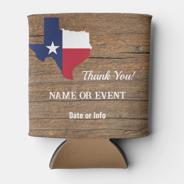Texas Barnwood Map and Star Can Cooler (Front)