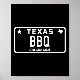 Texas Bbq License Plate Food Meat Tx Austin Gift G Poster