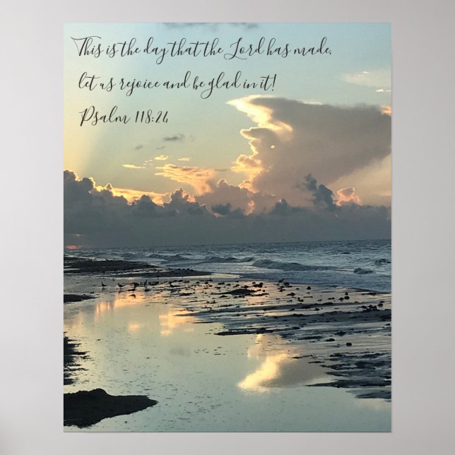 Texas Beach Sunrise, Scripture Verse, Psalm 118:24 Poster (Front)