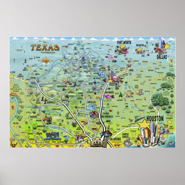 Texas BIG Fun Map Poster (Front)