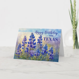 Texas Birthday with Bluebonnets Painting  Card