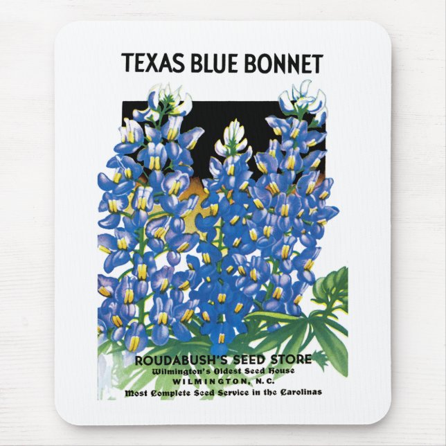 Texas Blue Bonnet Seed Packet Label Mouse Pad (Front)