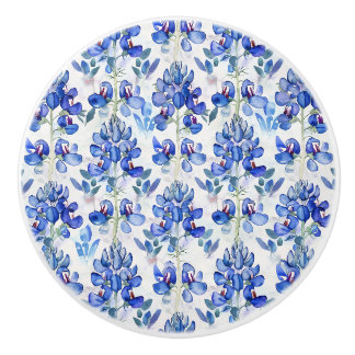 Texas Bluebonnet Blue Wildflower Floral Pattern Ceramic Knob