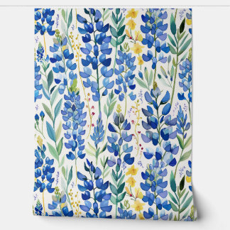 Texas Bluebonnet Blue Wildflower Pattern Wallpaper