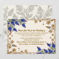 Texas Bluebonnet Botanical Wedding Invitation