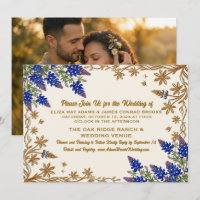 Texas Bluebonnet Floral Photo Wedding Invitation