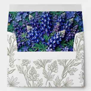 Texas Bluebonnet Floral Wedding Envelope