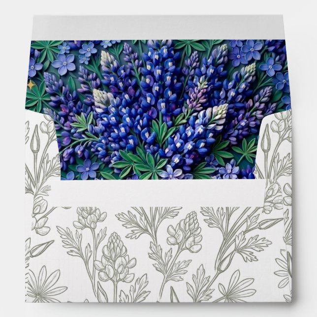 Texas Bluebonnet Floral Wedding Envelope (Back (Bottom))