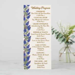 Texas Bluebonnet Floral Wedding Program Programme