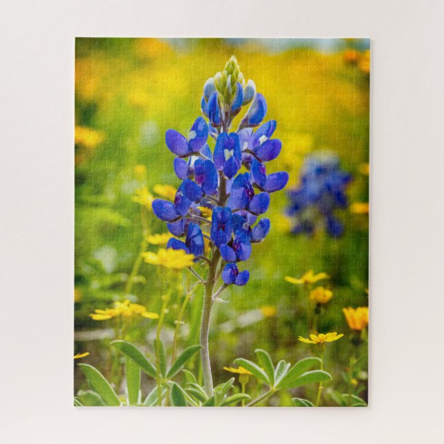Texas Bluebonnet Flower with Yellow Jigsaw Puzzle (Vertical)