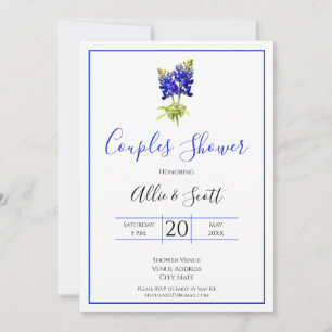 Texas Bluebonnet Flowers, Modern Wedding, Couples Invitation