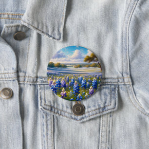 Texas Bluebonnet Meadow Landscape 7.5 Cm Round Badge