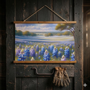 Texas Bluebonnet Meadow Landscape Hanging Tapestry