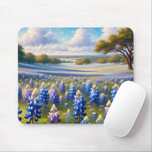 Texas Bluebonnet Meadow Landscape Mouse Pad