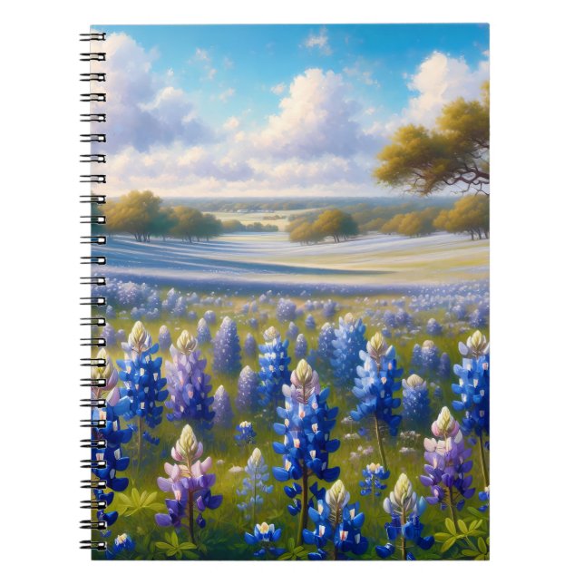 Texas Bluebonnet Meadow Landscape Notebook (Front)