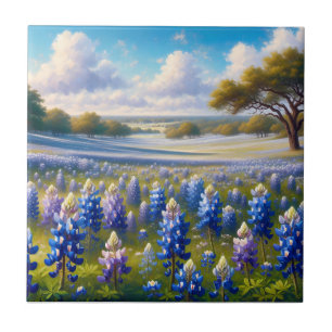 Texas Bluebonnet Meadow Landscape Tile