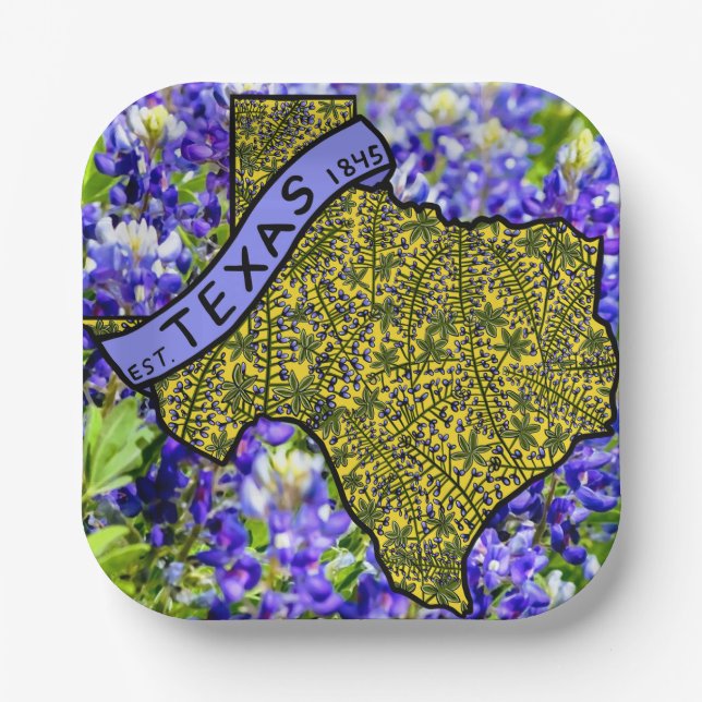 Texas Bluebonnet Paper Plates (Front)