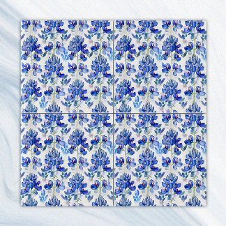 Texas Bluebonnet Pattern, Blue Floral Repeating Tile