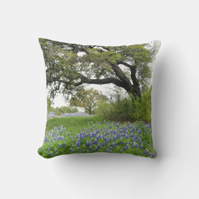 Texas Bluebonnet Throw Pillow (Front)